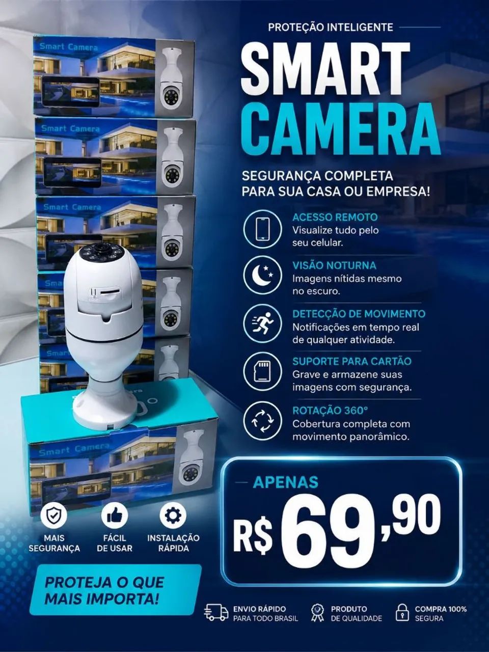 Camera lâmpada wi-fi 