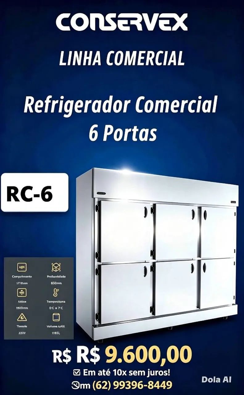 Refrigerador comercial 6 portas 