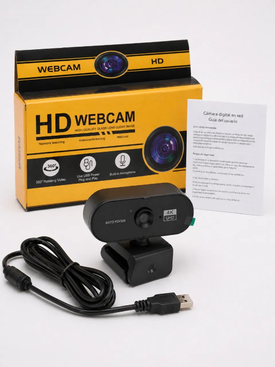 Webcam USB com Microfone, Auto Focus e Rotação 360° para PC e Notebook - Foto 2