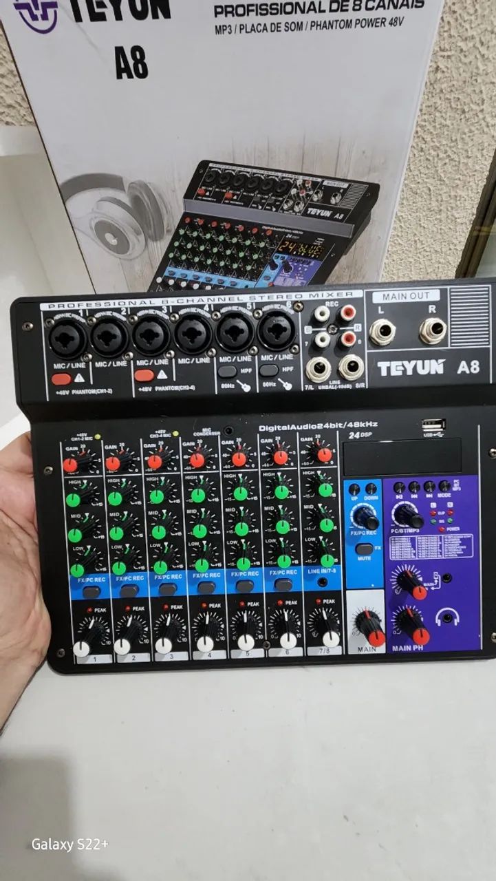 Mesa de Som Teyun A8 8 Canais Bluetooth USB + Interface de Áudio na Caixa - Foto 2