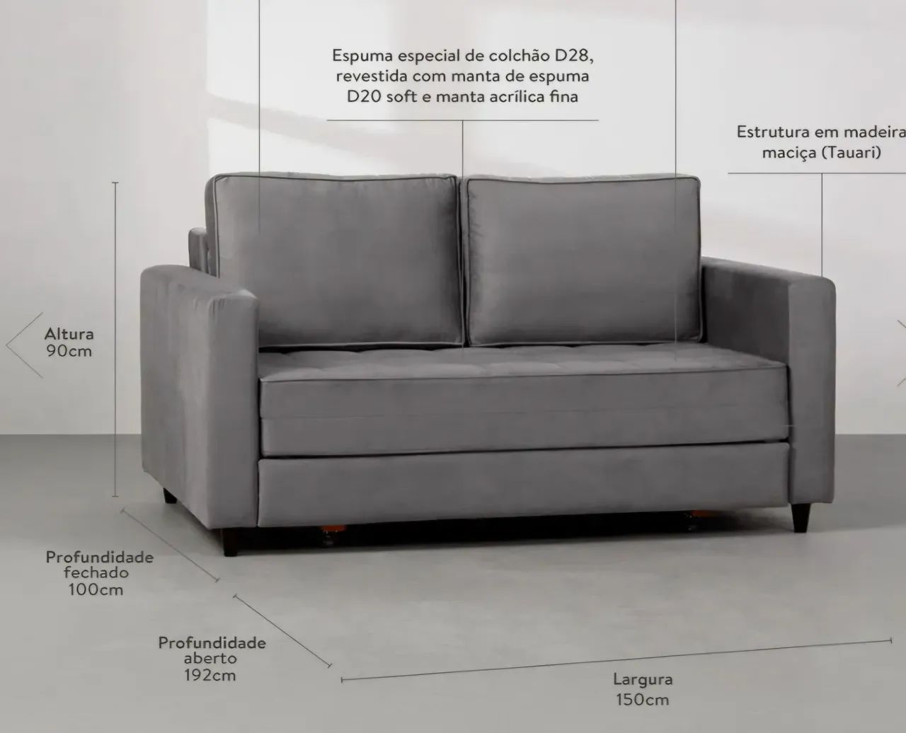 Sofa cama 2 lugares sued(ABRA-CASA). - Foto 2