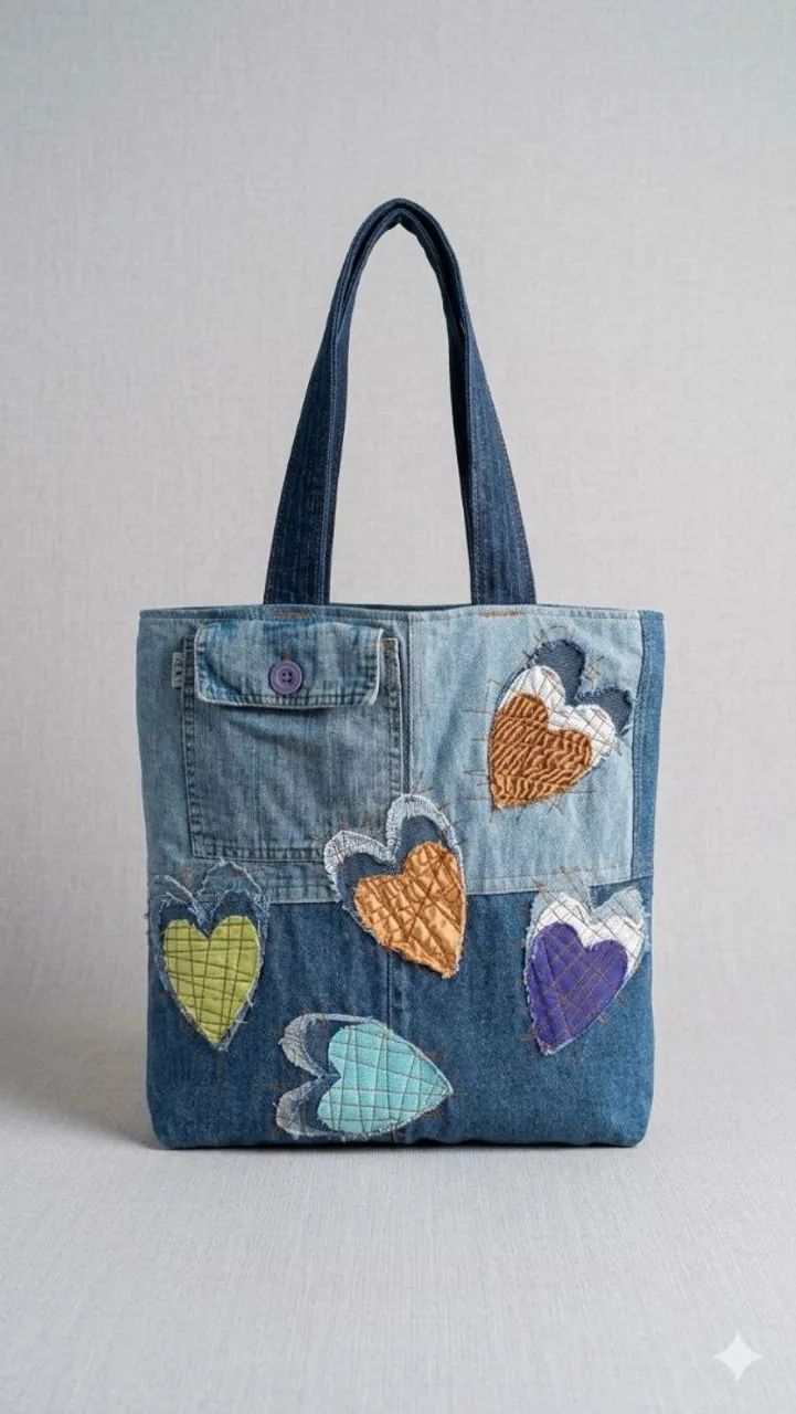 Bolsa jeans Corações 