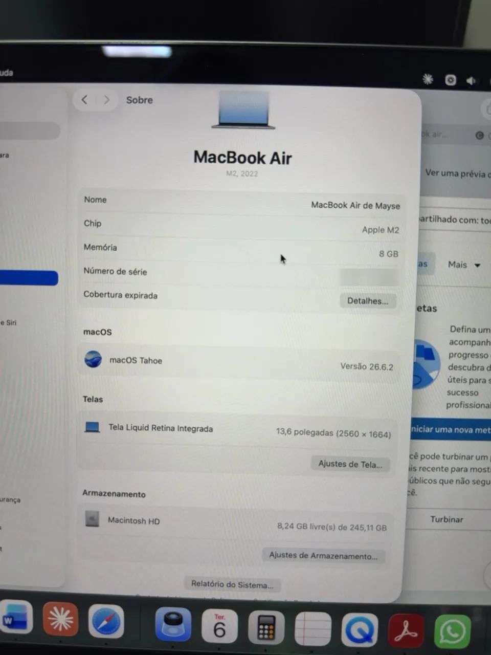MacBook Air M2 (2022) - 13,6" - 8GB / 256GB - Cinza-espacial  - Foto 5