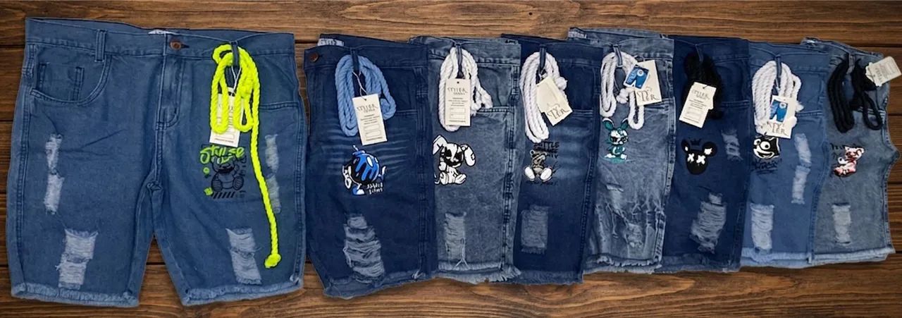 Kits de camisas de algodão com bermudas jeans  - Foto 4