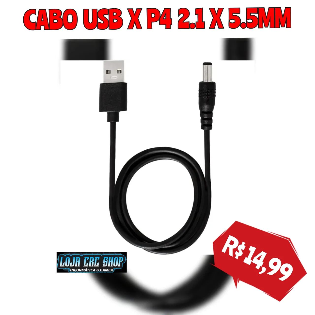 Adaptador USB x P4 Storm 2.1 x 5.5MM 50Cm