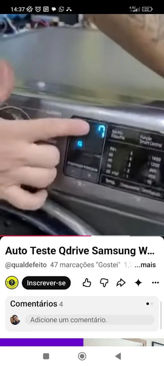 Interface completa com moldura da lava e seca Q drive Samsung