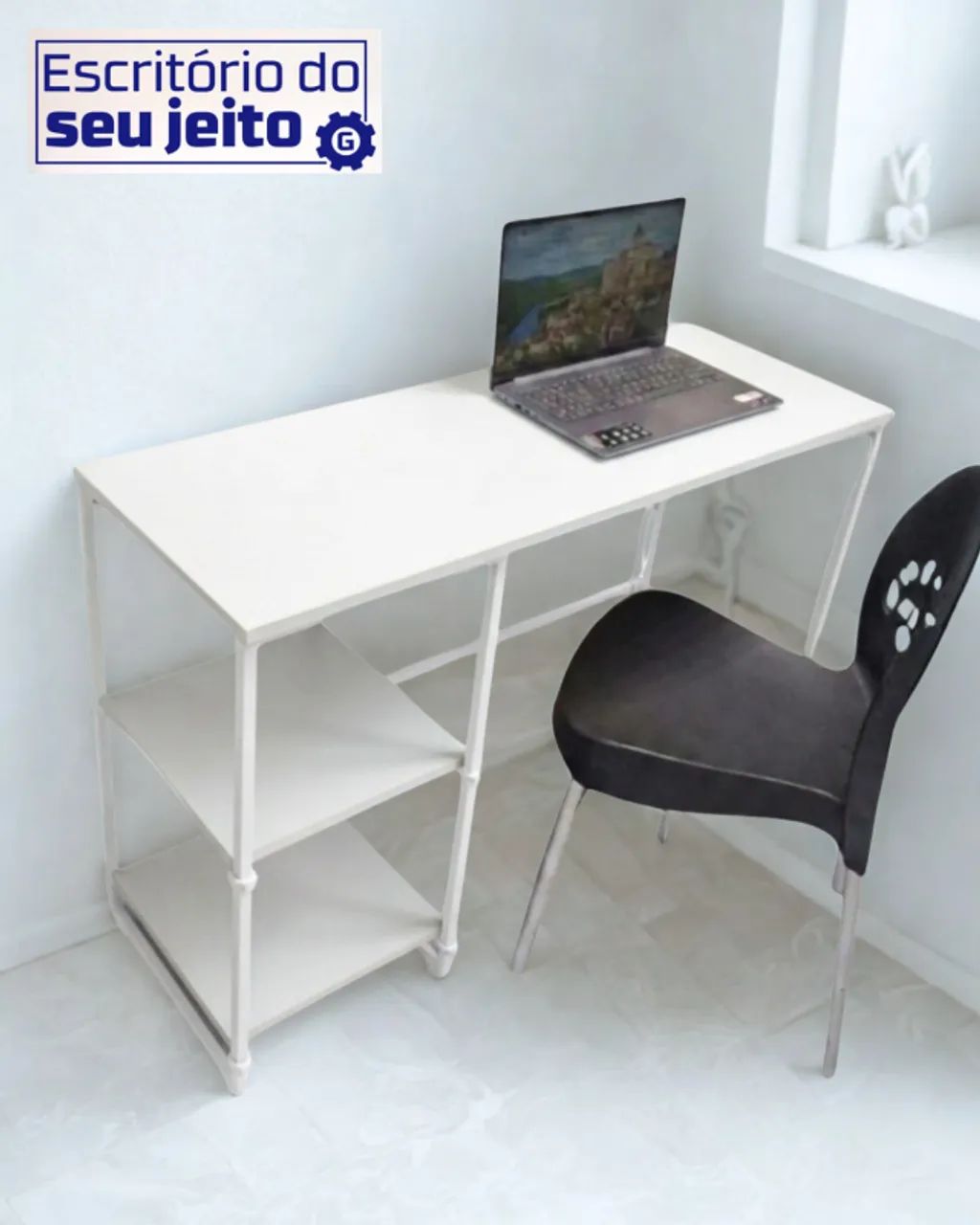 Mesa de Estudo 1,1m NOVA Multiuso Industrial para Computador Escritório Notebook birô game