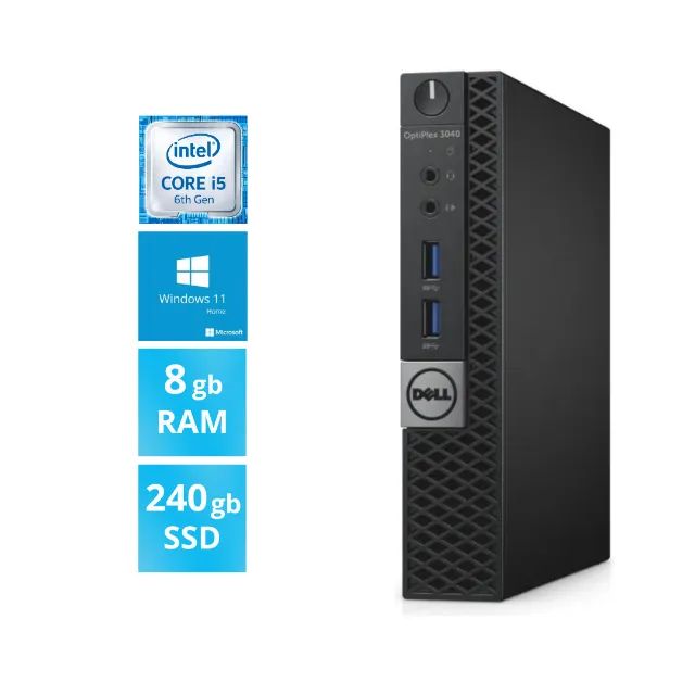 Dell Optiplex 3040 Mini PC, 6th Gen Intel Core i5, 8 GB, 240 GB SSD