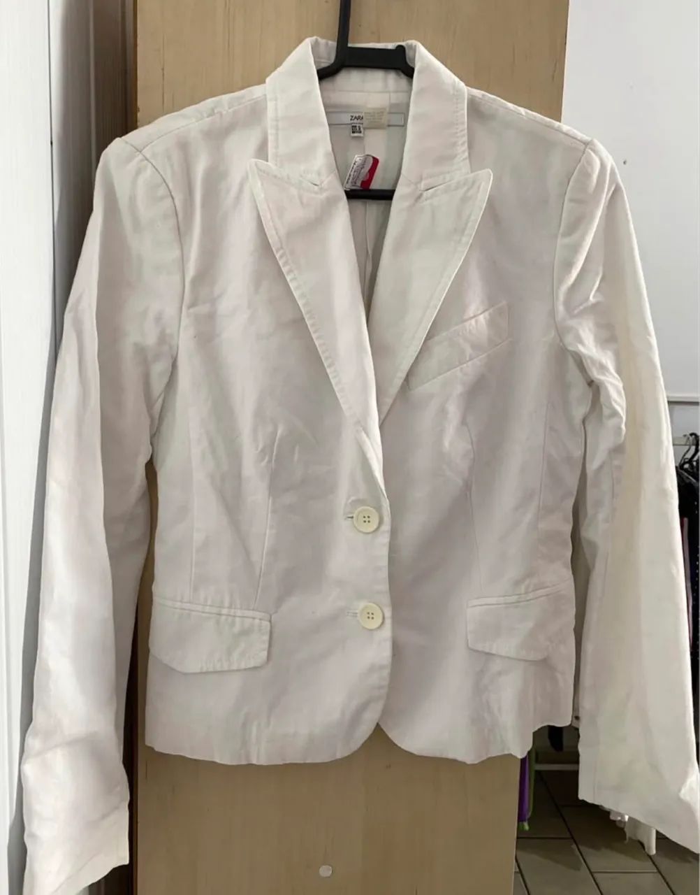 Blazer em linho branco Zara M