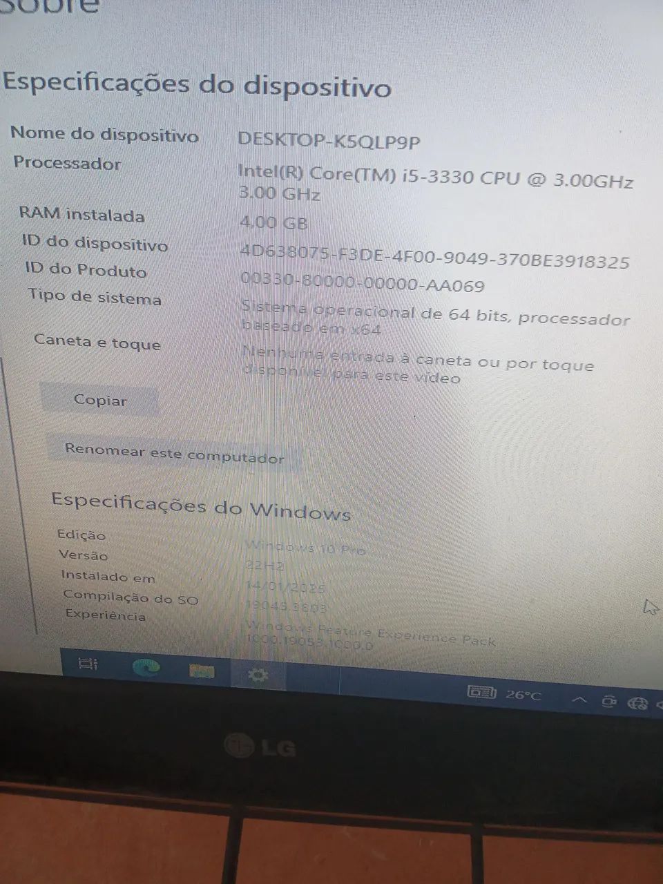 CPU i5 de terceira geração.