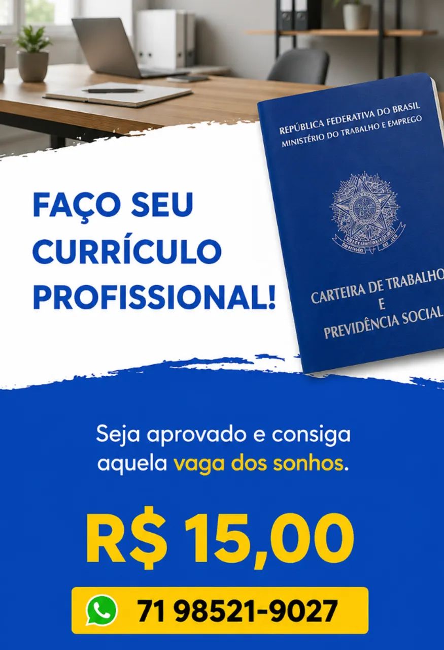 Faço currículo por R$ 15