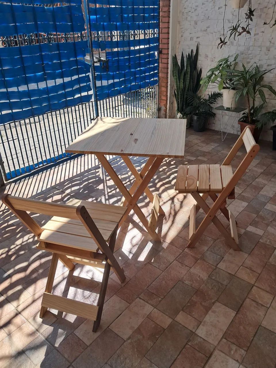Jogo De Mesa Dobrável 70x70 C/  - Foto 4