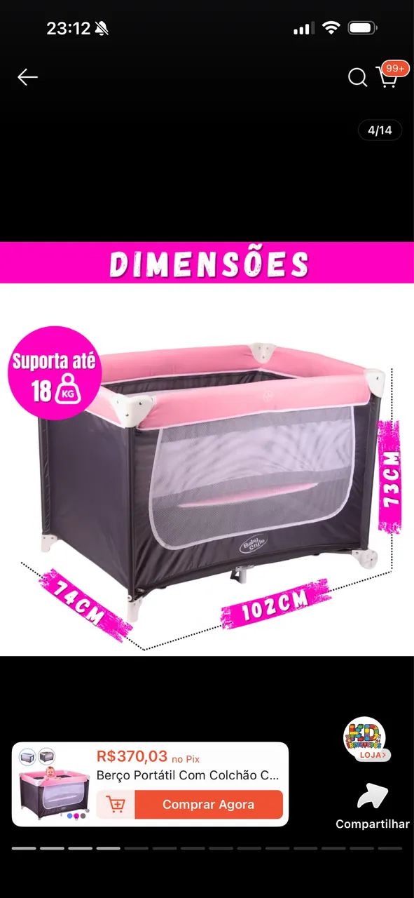 Berço portátil chiqueirinho baby style - Foto 3
