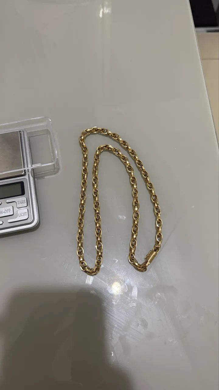 Corrente baguete de ouro 18k 