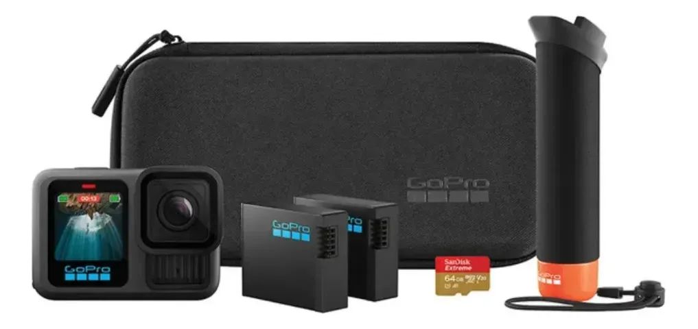 GoPro HERO13 Black Bundle - Kit com Câmera de Ação à Prova d'água 10m, 5.3K60, HLG HDR, 27