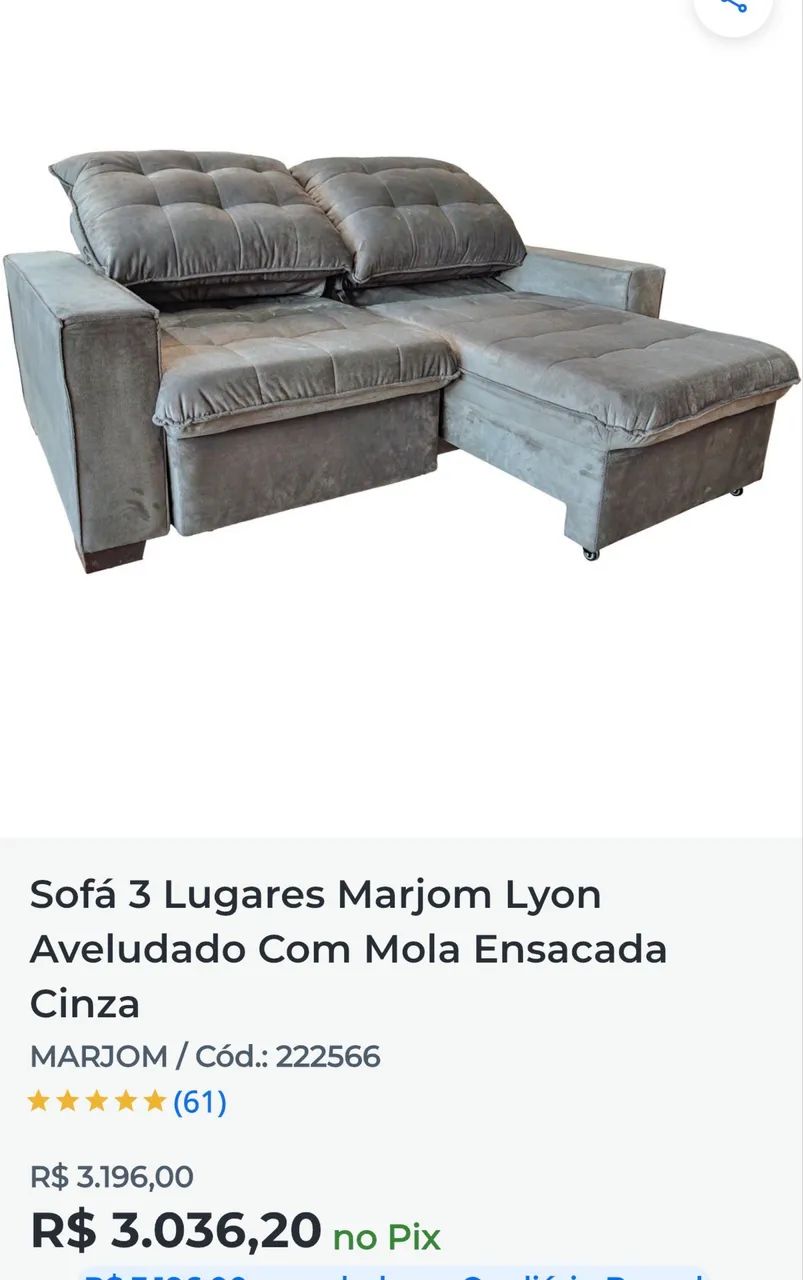 Sofá de Lux três 3 lugares 