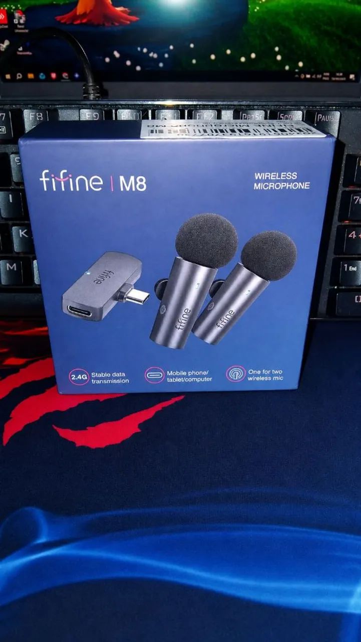 Microfone Lapela FIFINE M8 Sem Fio 2.4G Duplo Wireless - Foto 3