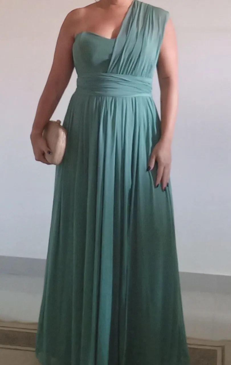 Vestido em tule verde oliva - Foto 2