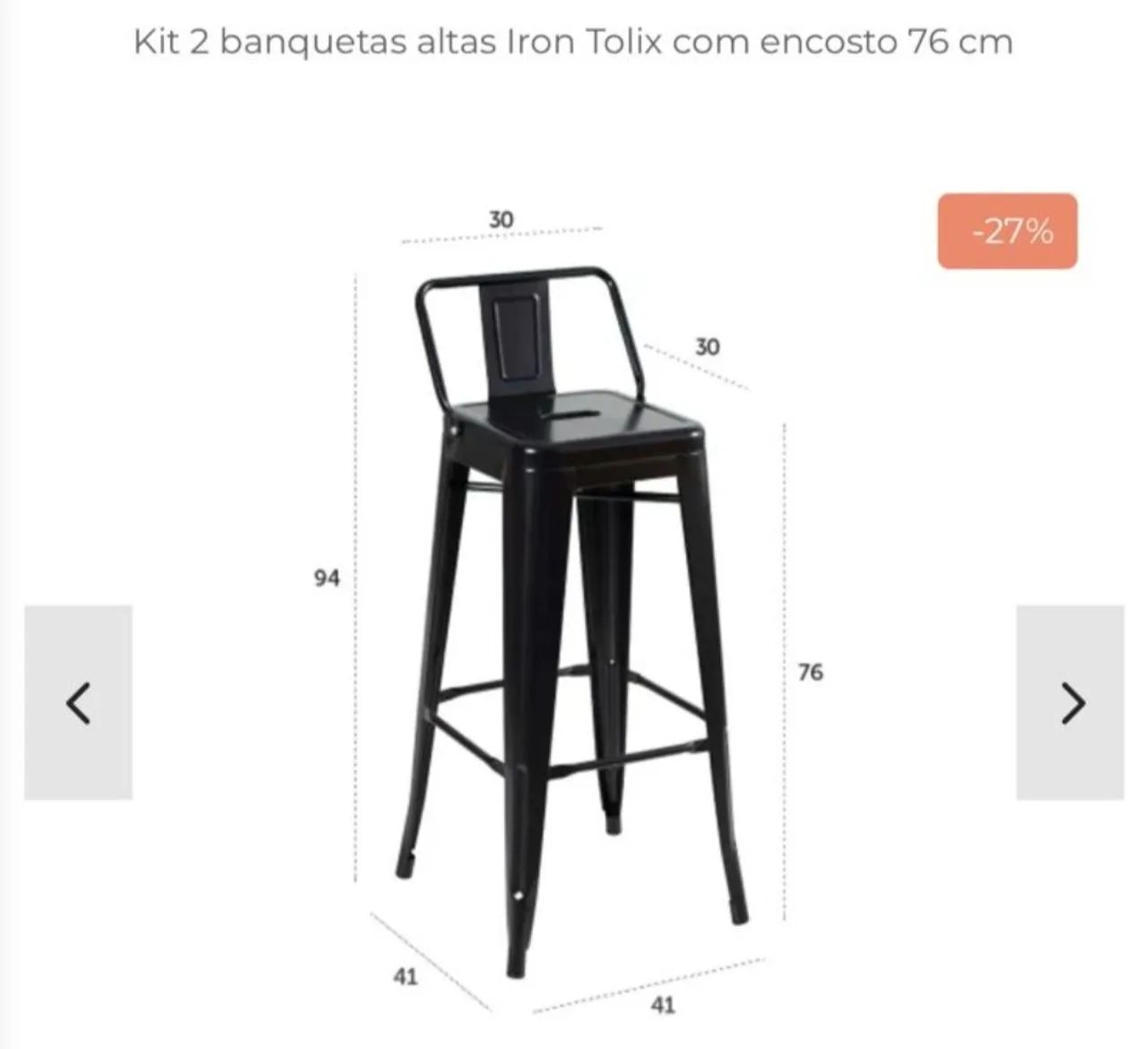 Banqueta alta preta (par) - Foto 3