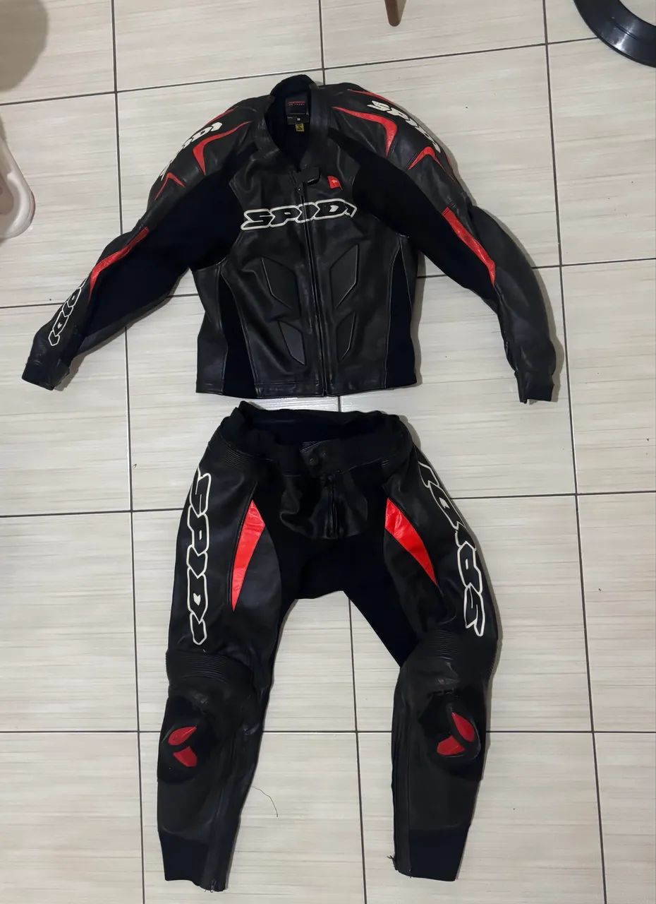 Conjunto de Moto SPIDI - Jaqueta + Calça de Couro | Tam. 56