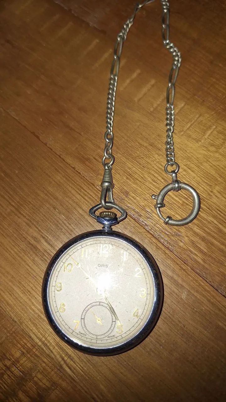 Relógio de bolso Osiris Vintage Swiss Made com corrente de Alpacca