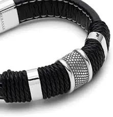 2 Pulseira Masculina Inox e Couro