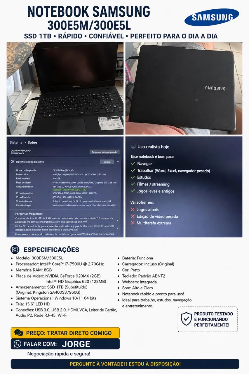 VENDO NOTEBOOK SANSUNG