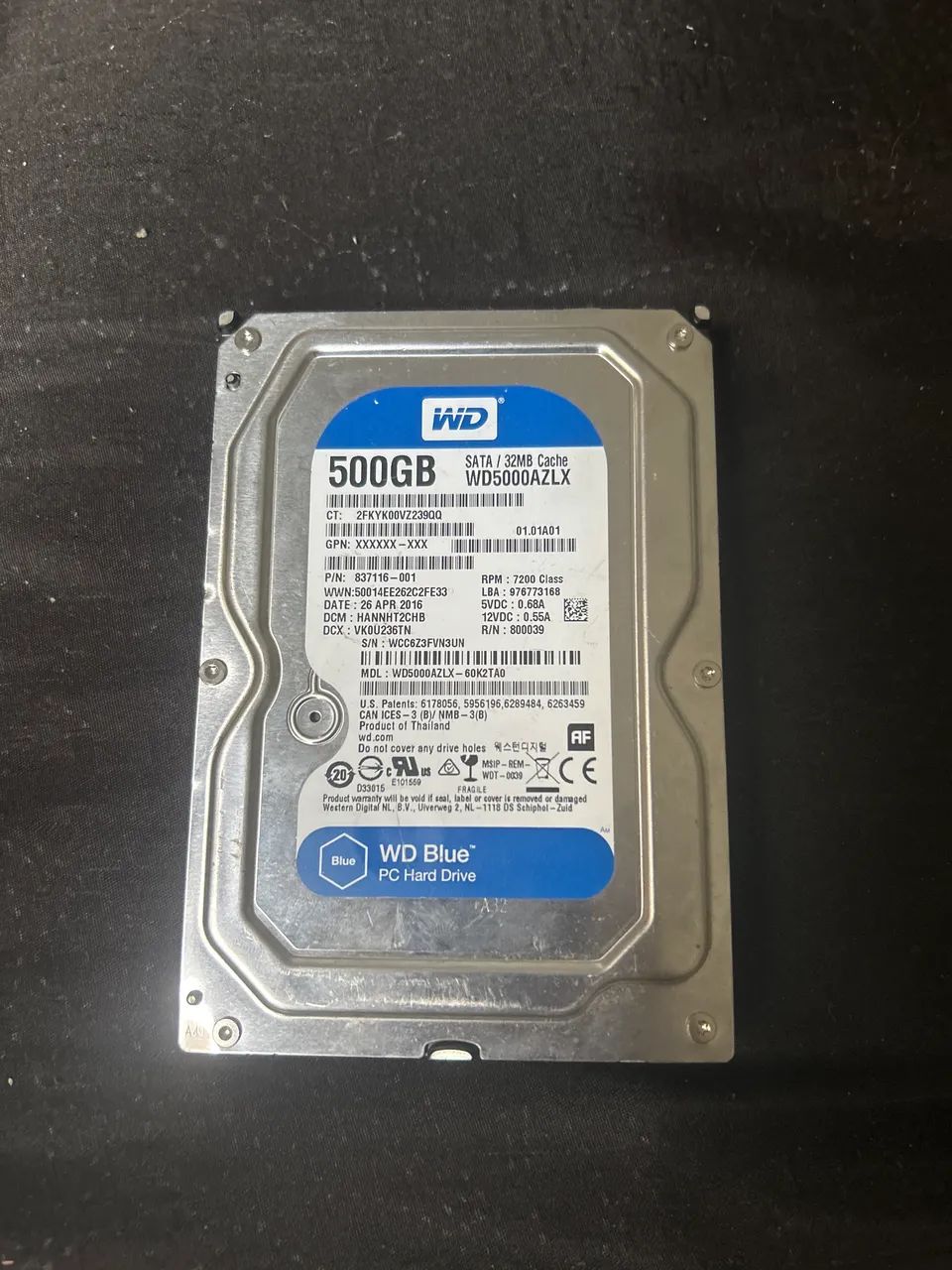 Disco Rigido Western Digital Blue de 500GB (modelo WD5000AZLX)