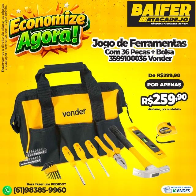 Jogo de Ferramentas Com 36 Peças + Bolsa * Vonder