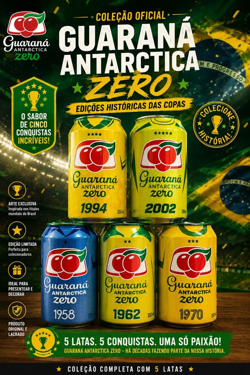 Guaraná Antártica Zero Edição Limitada Camisas Das Copas - Foto 2