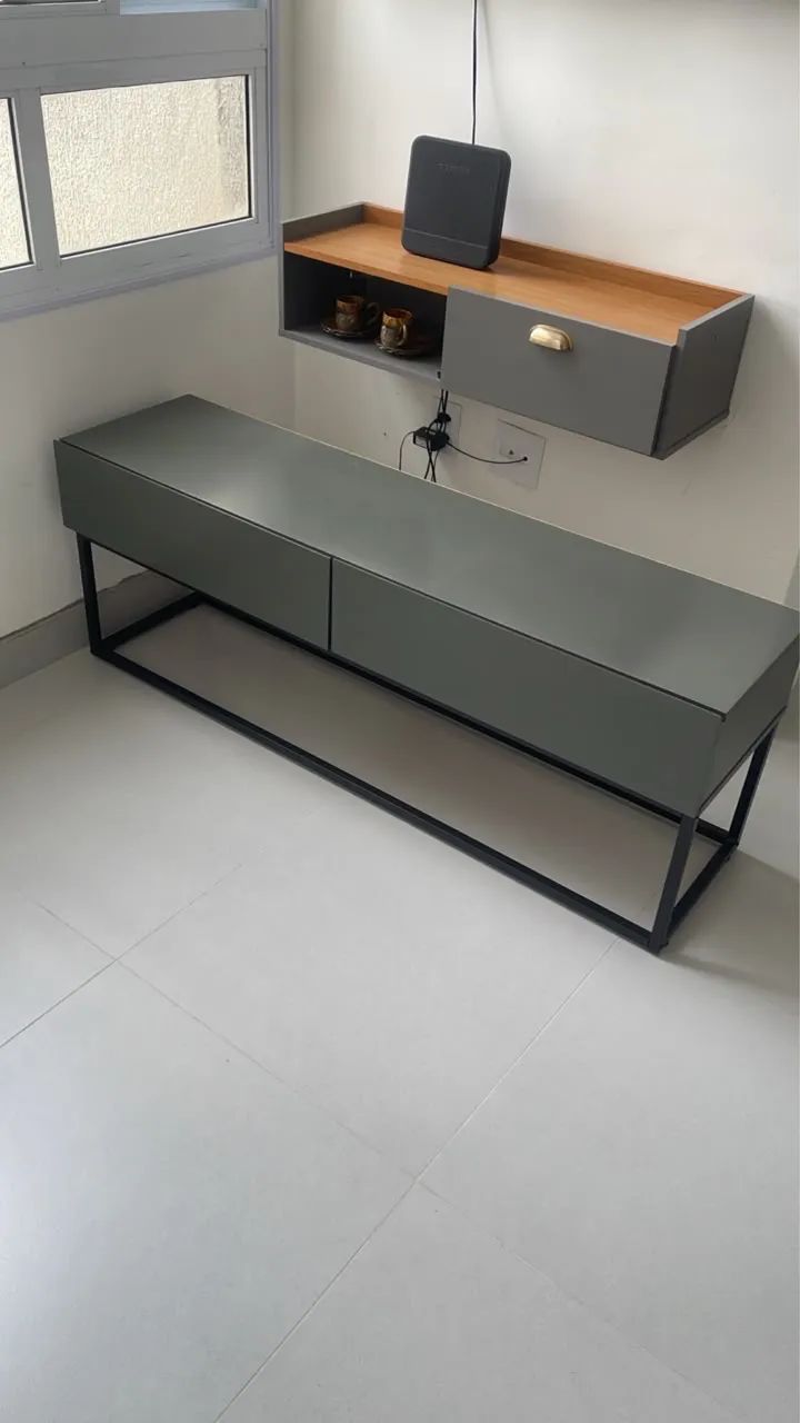 Conjunto rack cinza pés de metal  - Foto 2