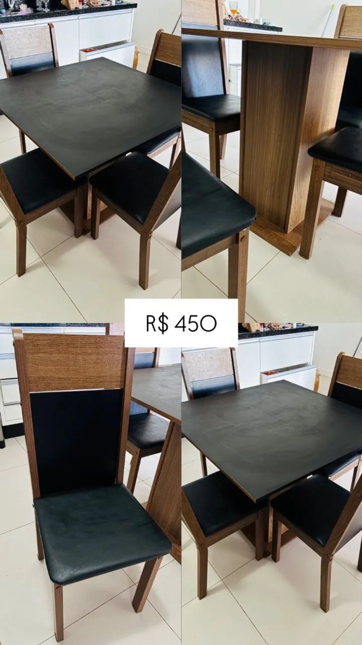 Mesa quadrada com 4 cadeiras Madesa Claire Rustic/preto - Foto 4