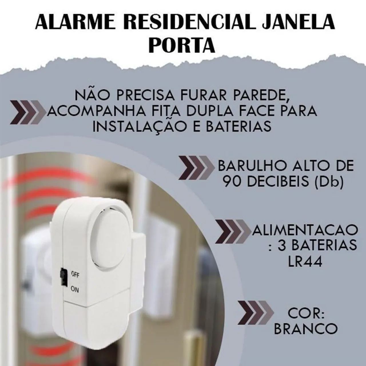 Sensor de presença alarme sonoro pra porta janela - Foto 3