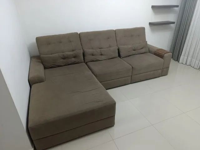 Sofá com Chaise 2,80m - Retrátil - Bom Estado - Foto 4