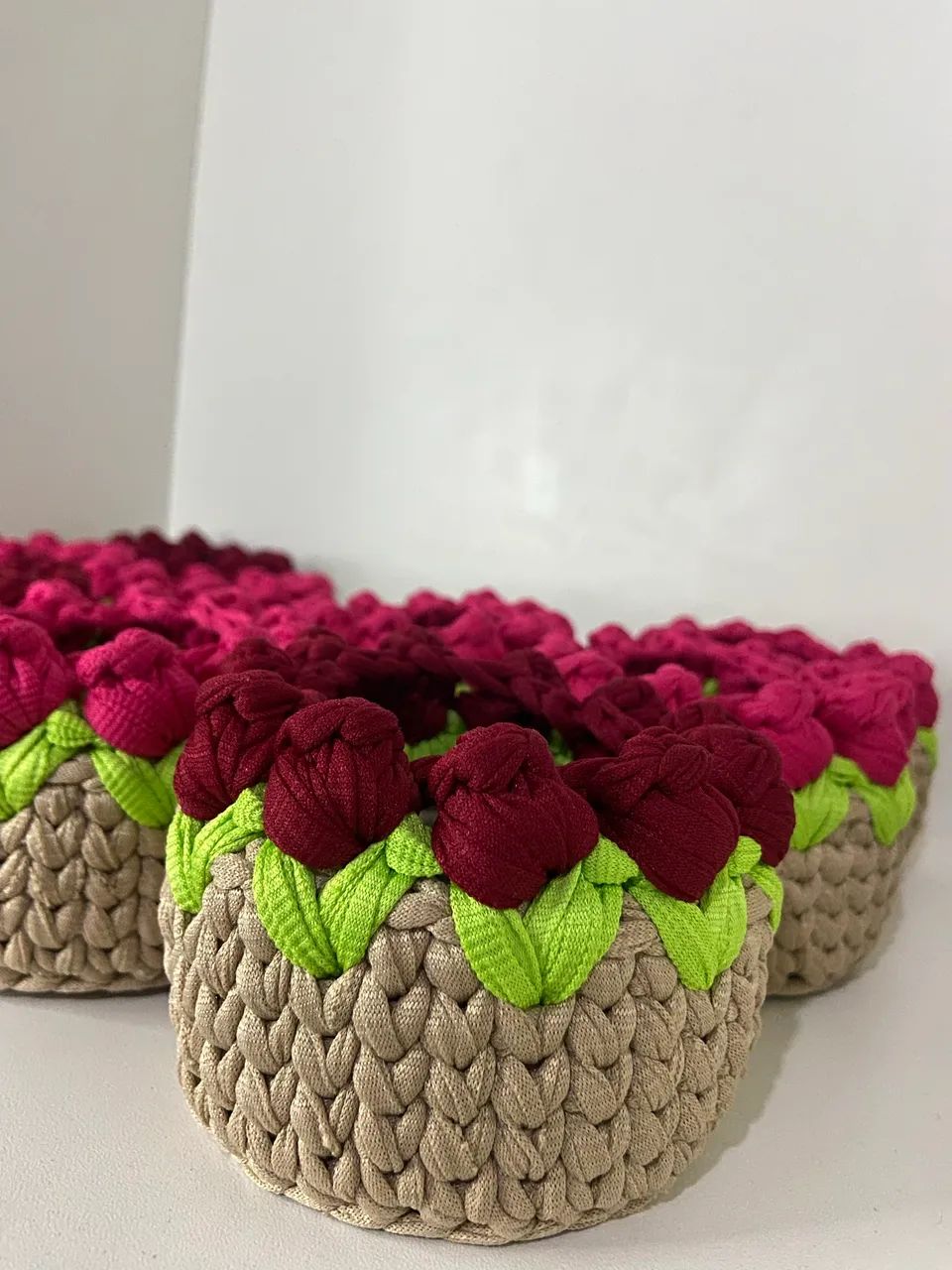 Cachepot florido de crochê  - Foto 4