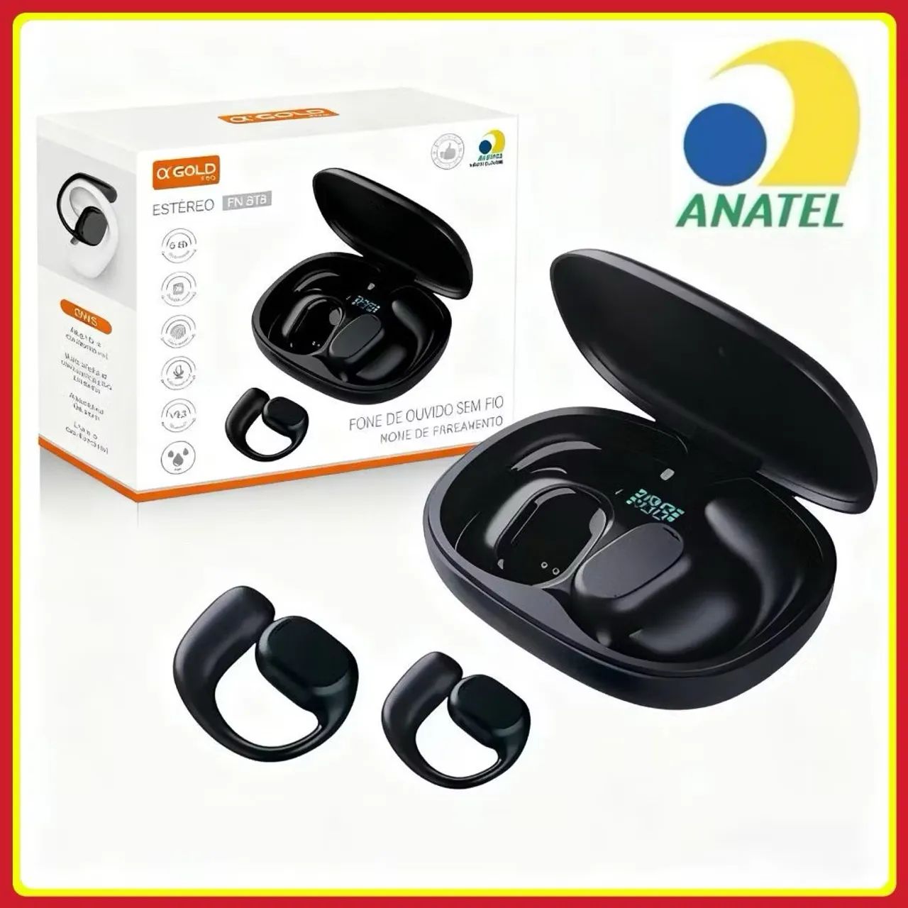 Fone de ouvido Bluetooth condução óssea