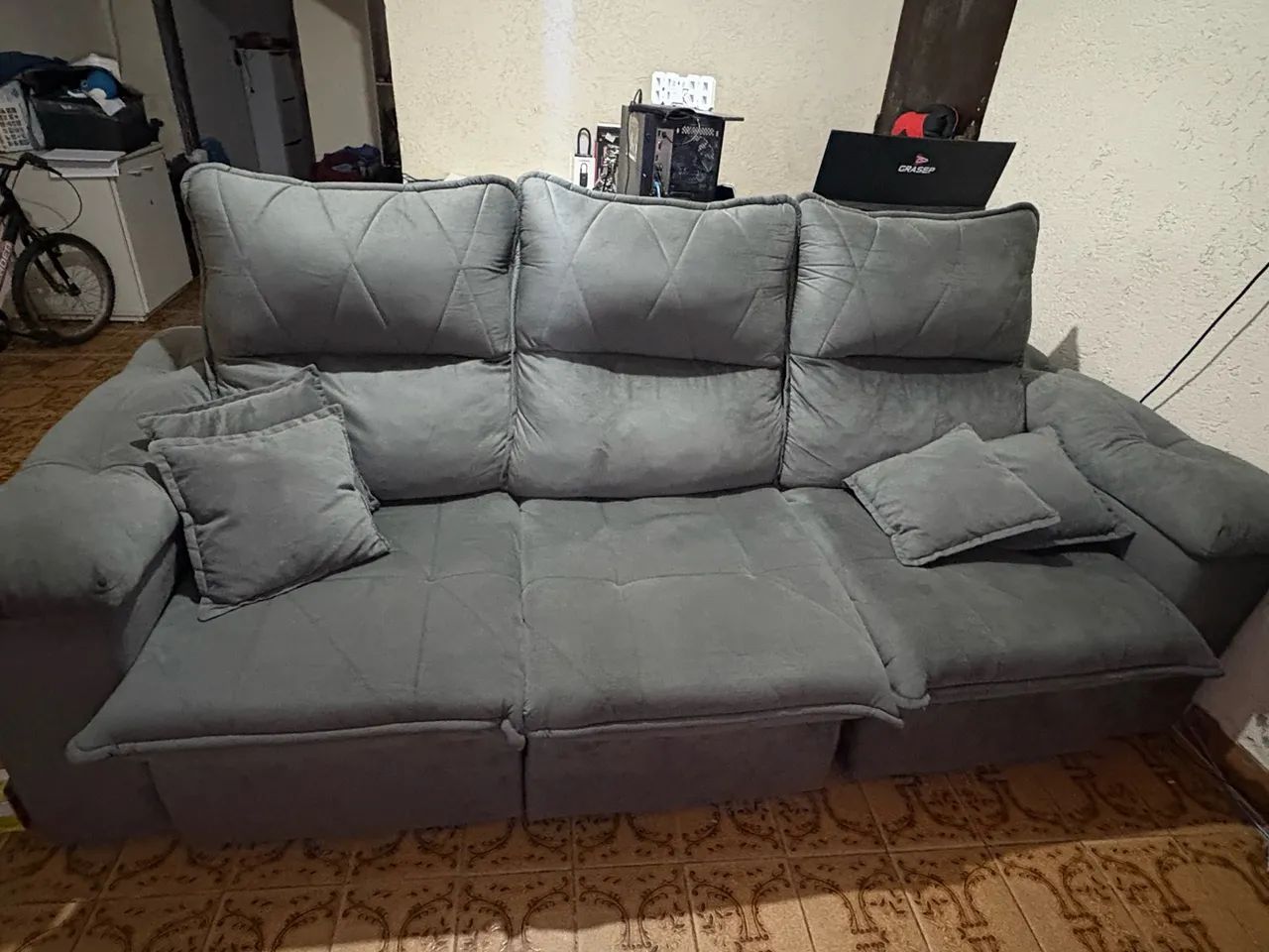 Sofá Retrátil e Reclinável Trento 2,30m Cinza - King House