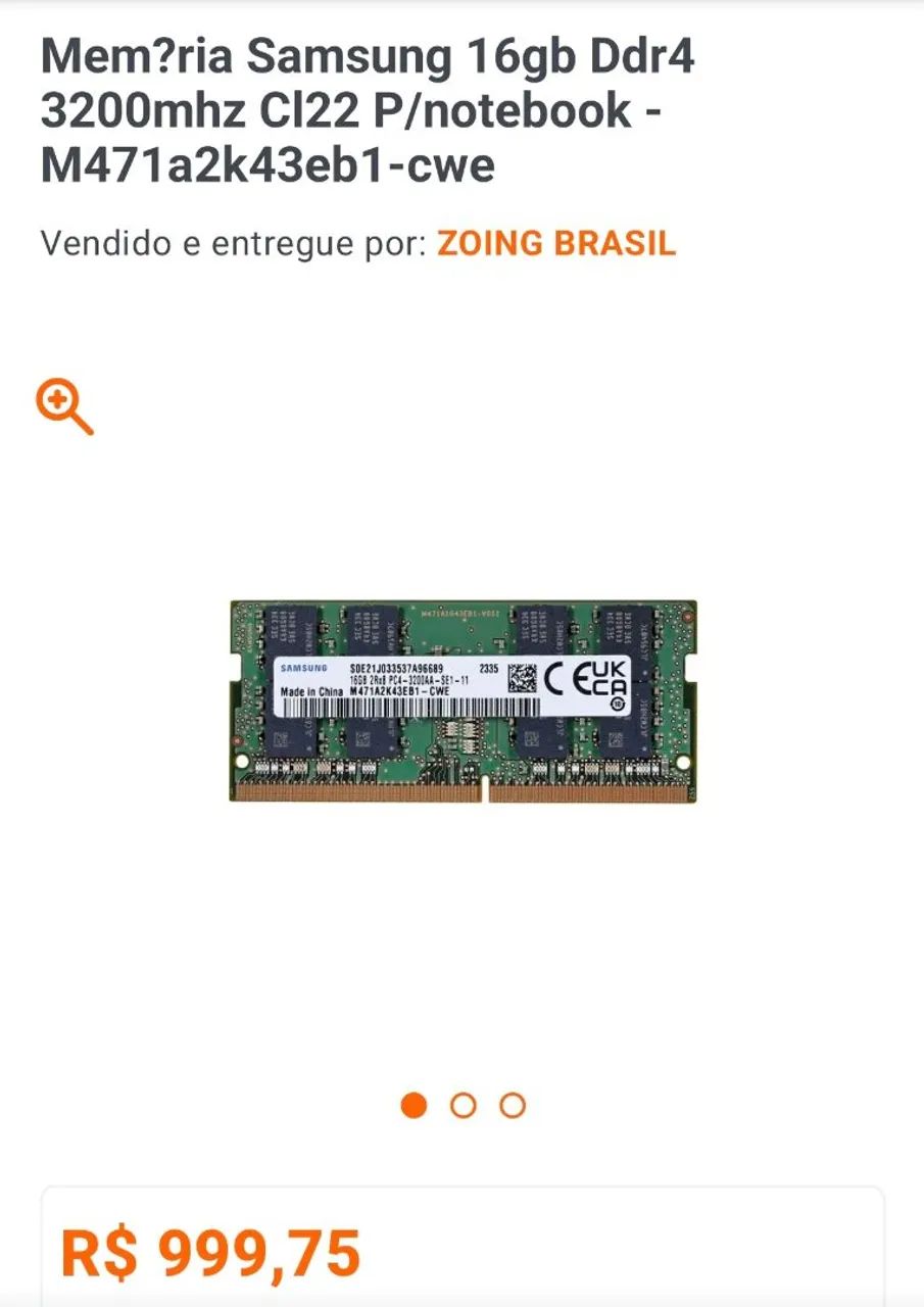 Ddr4 notebook 16gb Samsung 