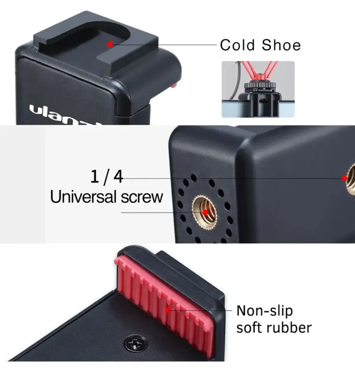 Suporte Adaptador Celular Sapata Luz Microfone Ulanzi St-07 - Foto 3