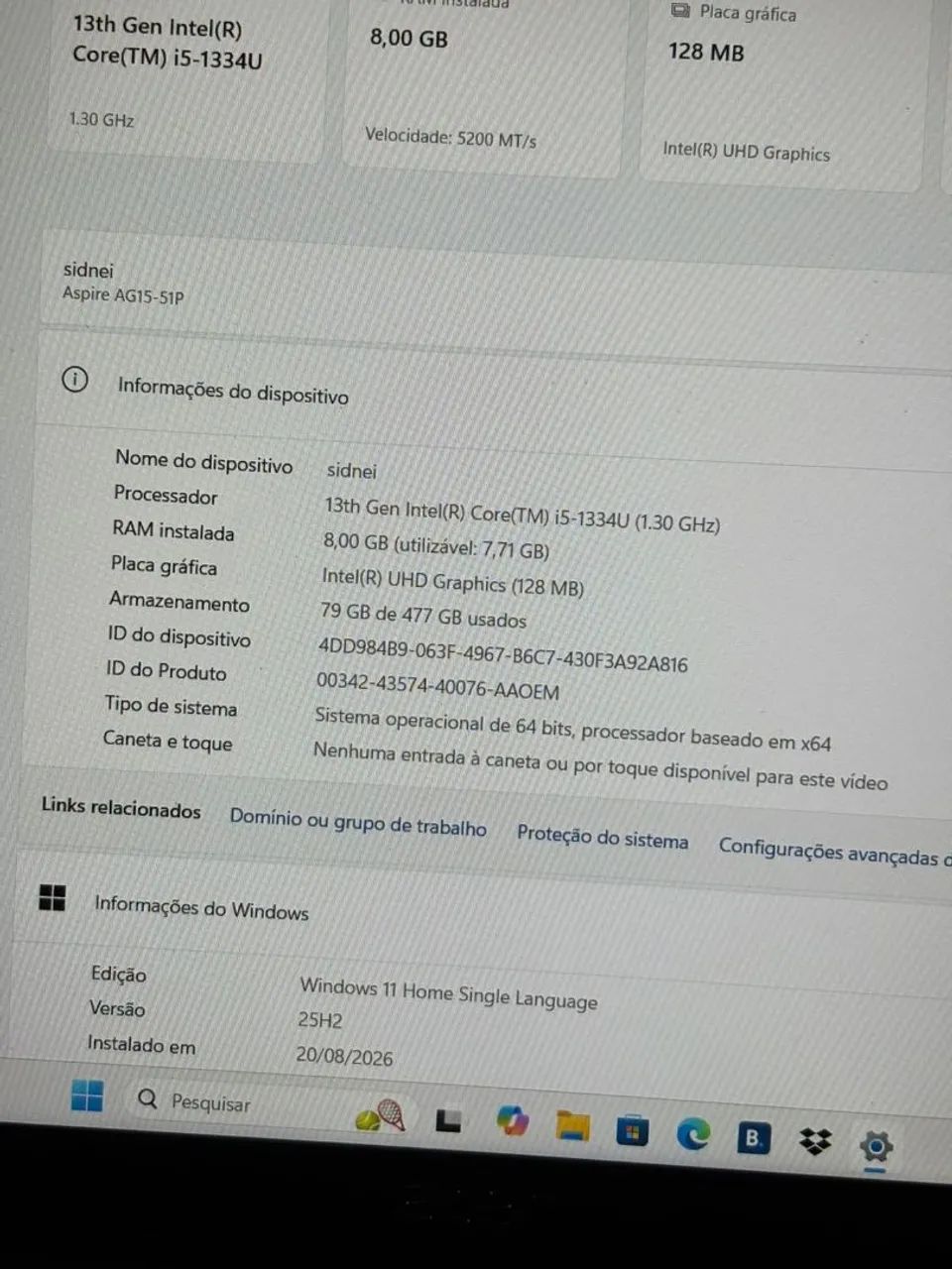 Vendo notebook Acer aspire go 15 Intel core i5 - Foto 4