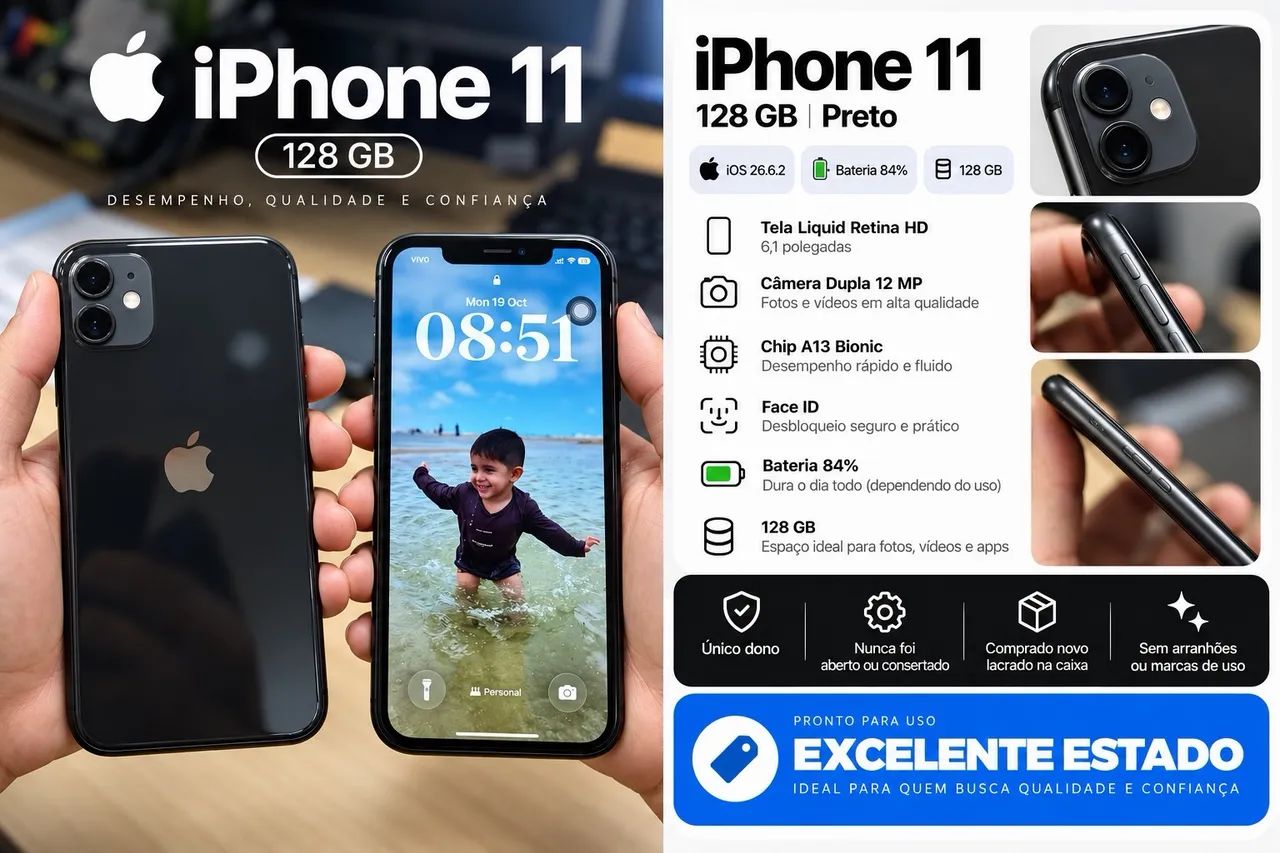 iPhone 11 - 128gb - Preto