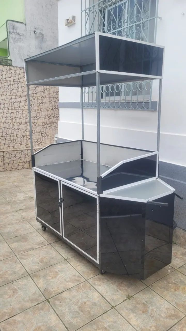 CARRINHO PARA LANCHES EM FERRO E ACM COM BALCÃO INOX + CHAPA 80CM E MOLHEIRA - Foto 5