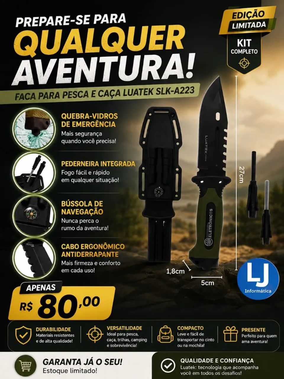 Faca para pesca e caça 