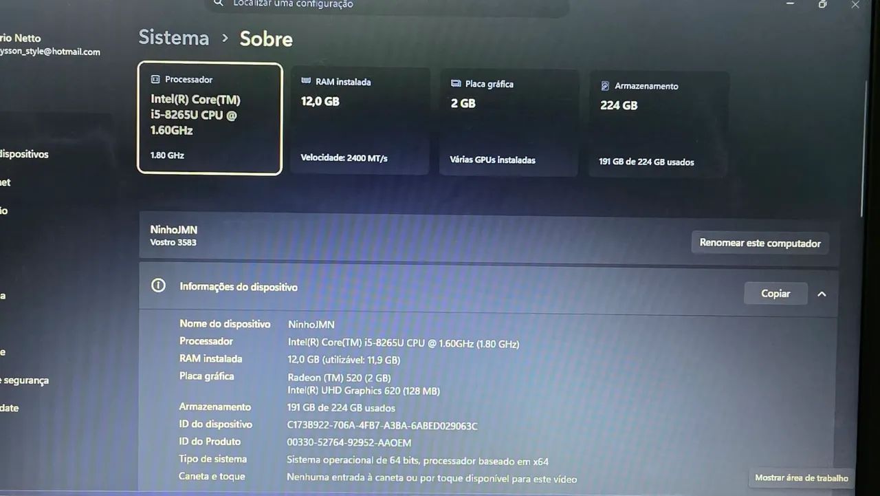 Notebook Dell Vostro 3583, i5, 12GB RAM, 224GB SSD - Foto 3