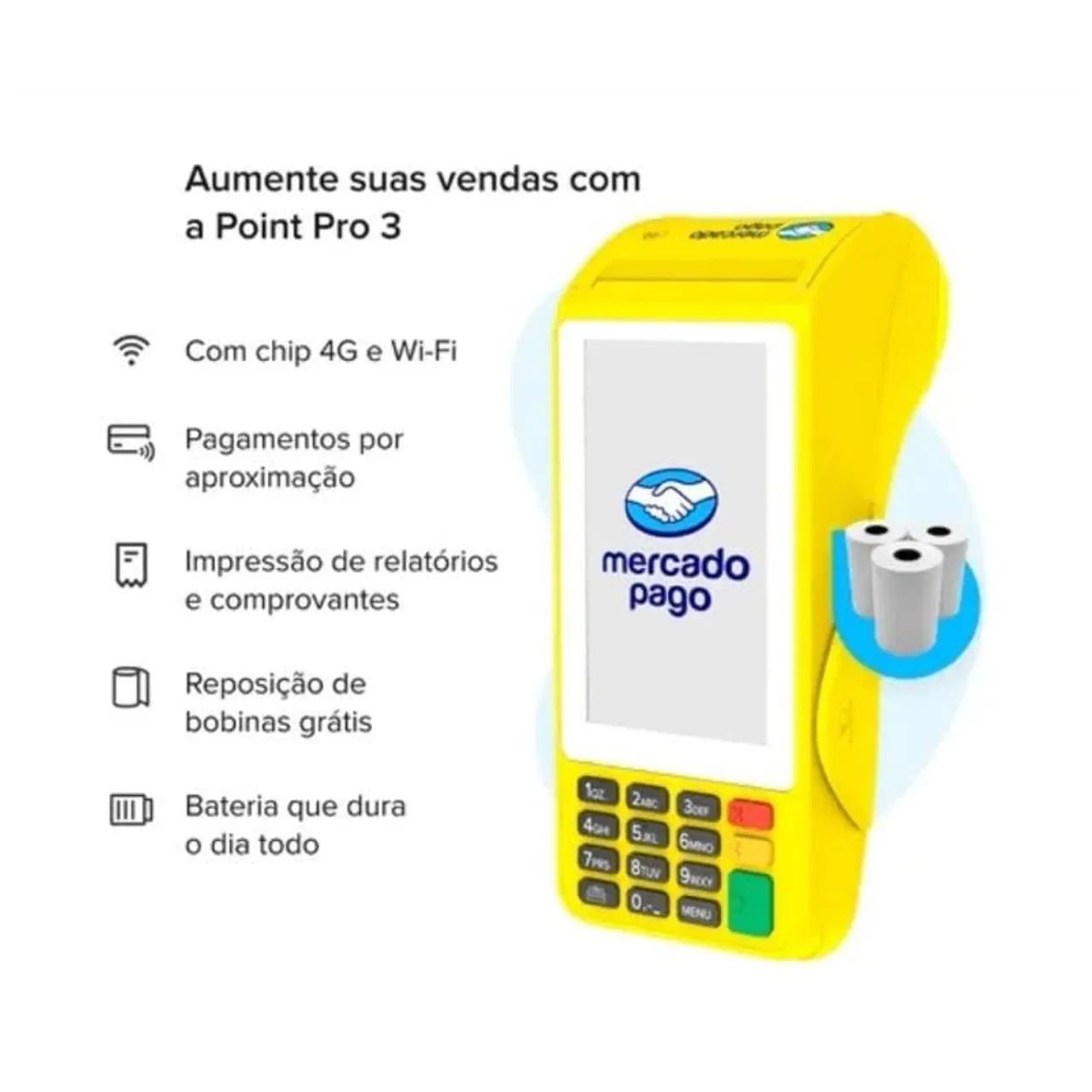 Máquina de cartão mercado pago point pro 3 - Foto 3