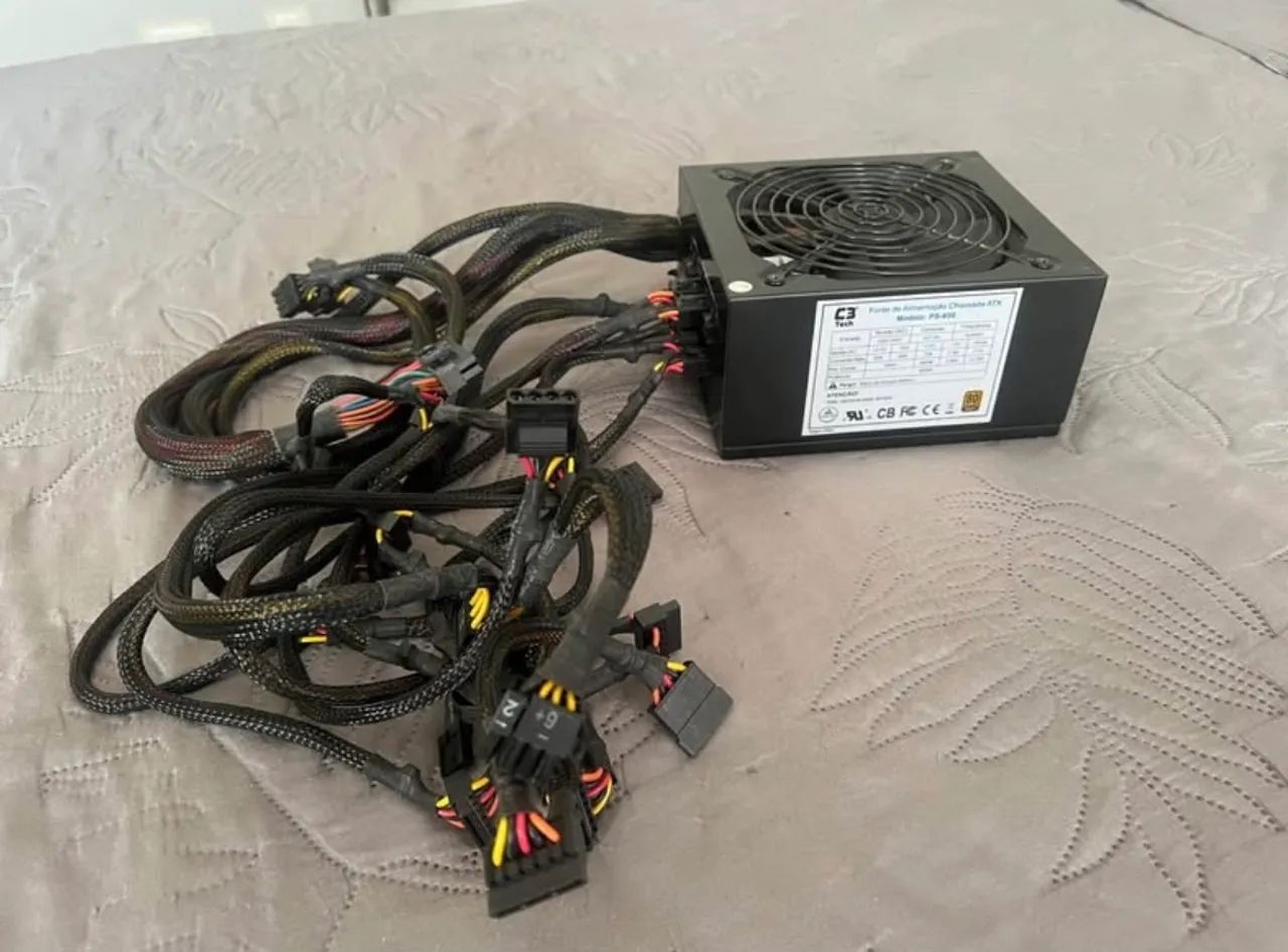 [VENDO - DEFEITO] Fonte C3 Tech 850w SemiModular 80Plus - Foto 2