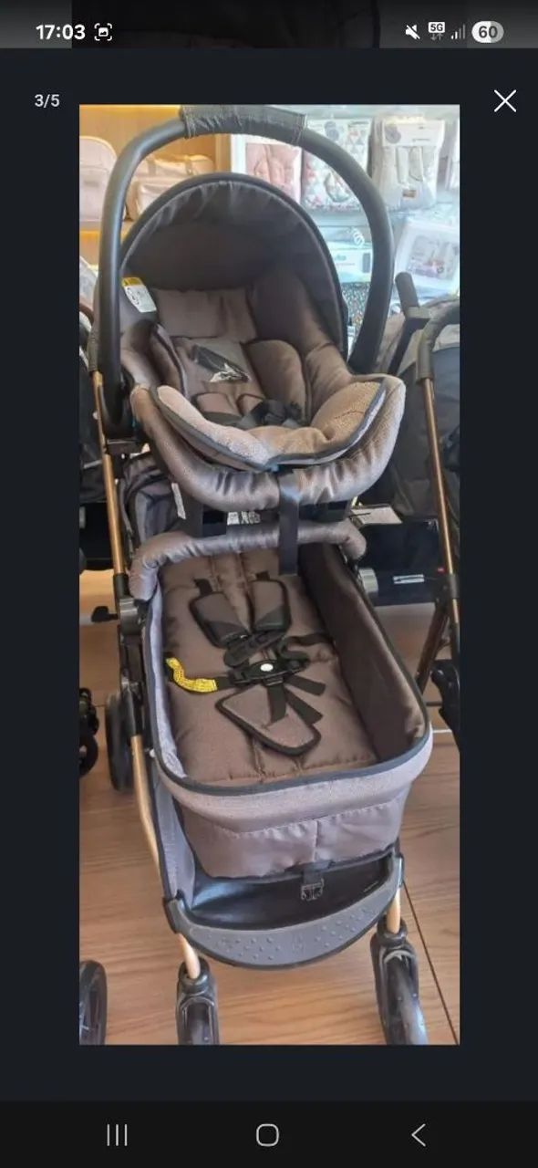 Carrinho de bebê+bebê conforto e banheira - Foto 2