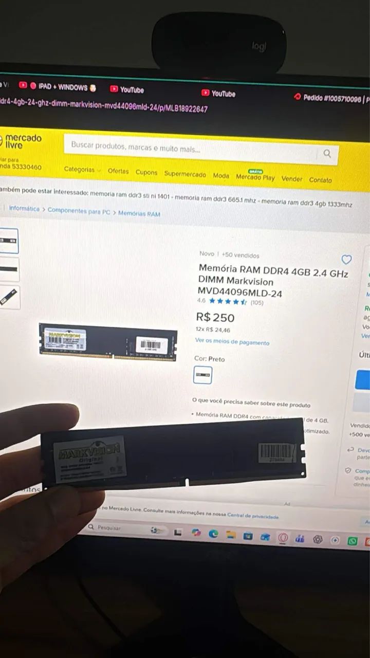 Memória ram 4gb ddr4