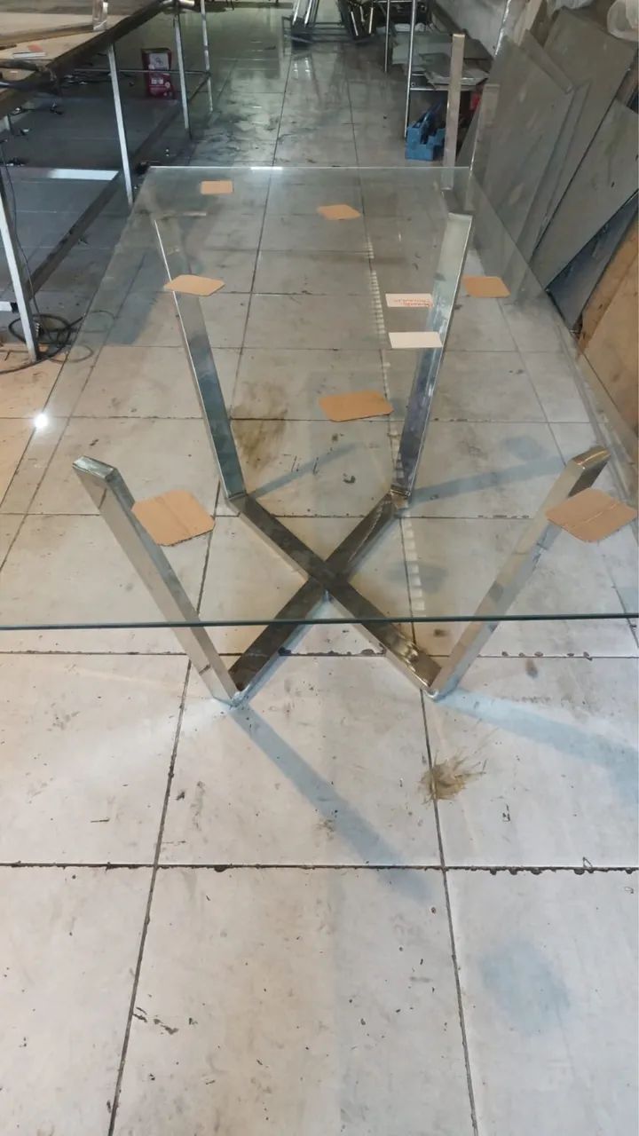 MESA EM AÇO INOX E VIDRO TEMPERADO - Foto 5