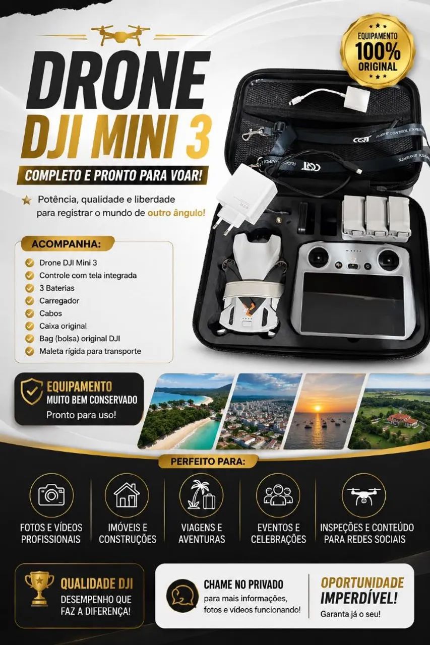 DRONE DJI MINI 3 COMPLETO (promoção para ir embora hone)